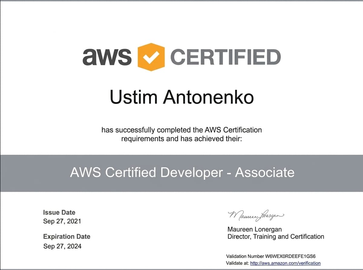AWS Certified Developer – Associate, 2021