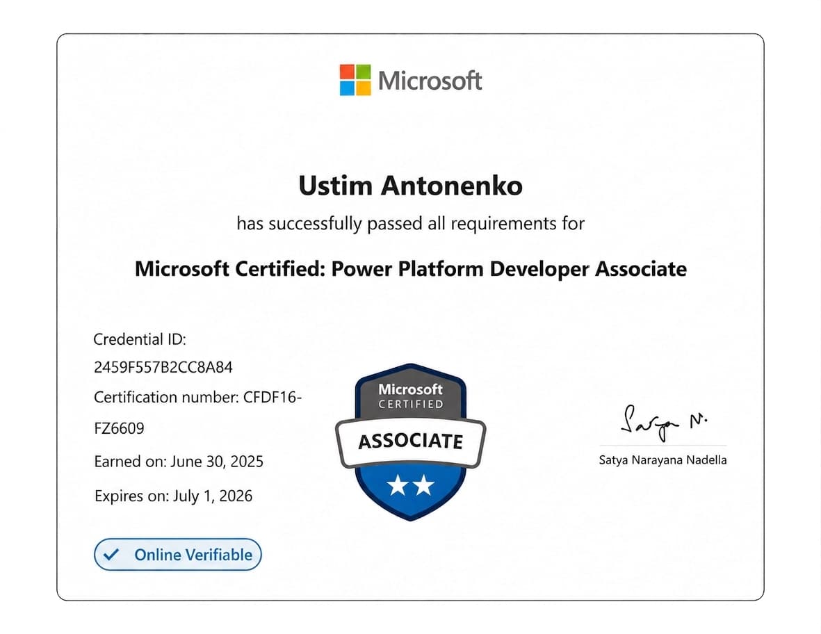 Microsoft Certified: Power Platform Developer Associate, 2025