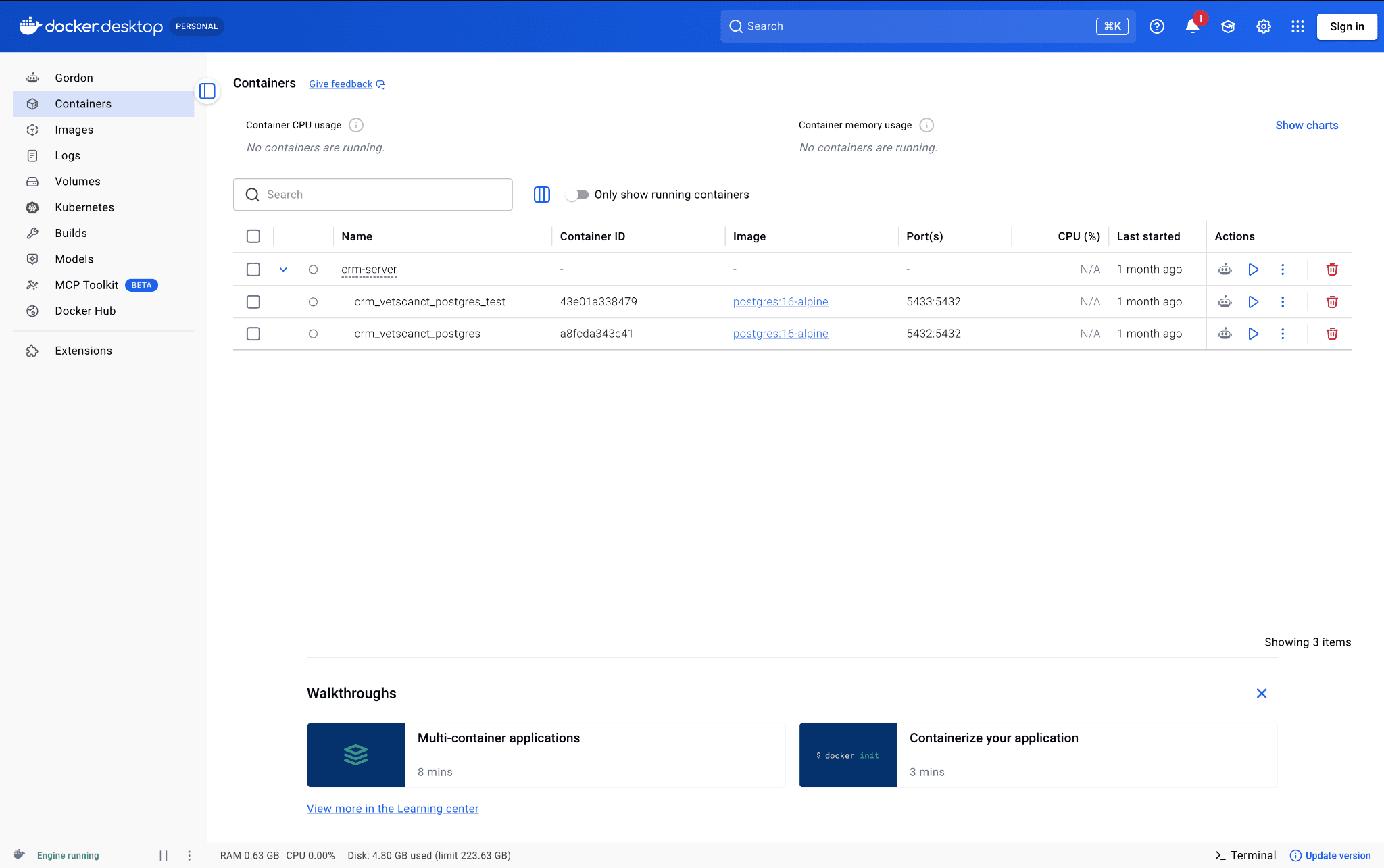 Docker Desktop для керування контейнерами та образами